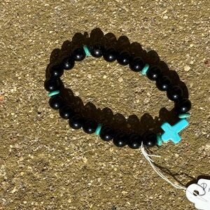 Praise Black obsidian and Turquoise bracelet